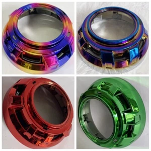 LED Angel Eyes Headlight Shrouds Fit 3.0''/2.5'' LED&Xenon Projector Lens DIY - Foto 1 di 22