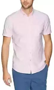 Goodthreads Men's Slim Fit Short Sleeve Solid Oxford Shirt With Pocket, Pink,L - Picture 1 of 7