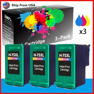 3PK Remanufactured 75 Ink Cartridge for PhotoSmart C5200 C5280 D5360 C5580 - Picture 1 of 2