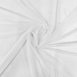 Power Mesh Fabric - White -  Nylon Lycra Spandex 4 Way Stretch Fabric By Yard - Picture 1 of 2