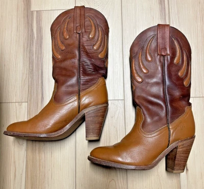Botas occidentales de cuero ruso FRYE BEAR CLAW de colección de la década de 1980 7B vaquera tacón alto 7075 Foto 1 de 4