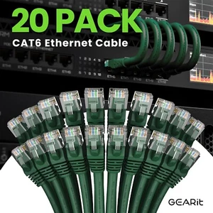 GearIT Cat 6 Ethernet Cable .5 ft / 6" Dark Green (20-Pack) - Cat6 Patch Cable - Picture 1 of 10