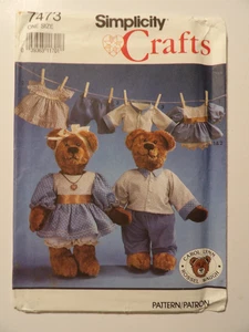 Simplicity 7473 Collector 16" Bear and Clothes Uncut Sewing Pattern - Picture 1 of 3