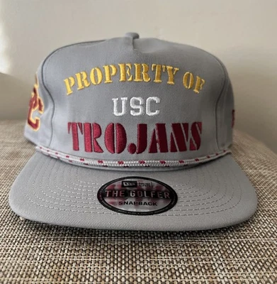 New Era NCAA USC Trojans The Golfer Vintage Gray Rope SnapBack Hat BNWT - Image 1 of 4