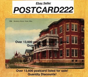 OK Tulsa 1916 antique postcard RESIDENCE ST LARGE HOUSES OKLAHOMA - Picture 1 of 1