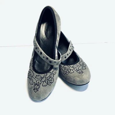 Hotter Charmaine Mujer’s Mary Jane Gamuza Tacón Bajo Cómodo Caminar Gris Talla 7.5 Foto 1 de 4