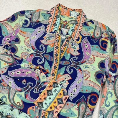 Robert Graham Dress Womens Small Multi Paisley Belted Shirt Dress Silk Blend - Image 1 of 4