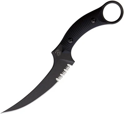 Cuchillo Bastinelli Creations Mako hoja fija dentada BC-14 DSW S N690 negro G10 Foto 1 de 3