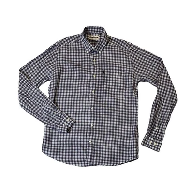 Barbour S Small blue red check tailored fit 100% linen oxford button up shirt - Image 1 of 4