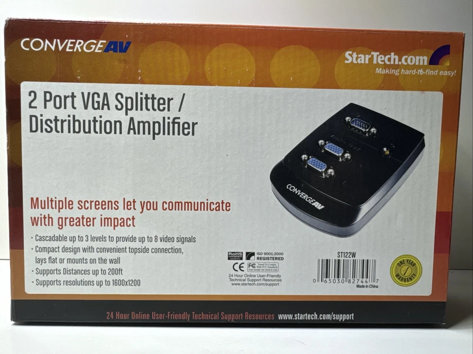 Startech Model ST122W 2 Port Video Splitter  - Image 1 of 3