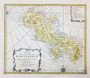 Martinica isla isla ile Caribe Caribe América mapa Homann 1762 - Imagen 1 de 1