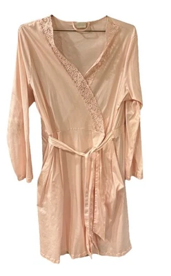 HANRO Швейцарии румяна розовый хлопок гостиной белье халат встроенный ремень средний - Изображение 1 из 3