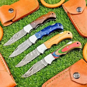 LOTTO DI 4 PEZZI! Coltello pieghevole tascabile damascato premium fatto a mano BACK LOCK, TN-8950 - Foto 1 di 8