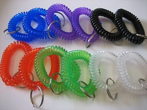 Lot of 12 pc Spiral Wrist Coil Key Chains / New in Sealed Bag / 6 Colors - Picture 1 of 3