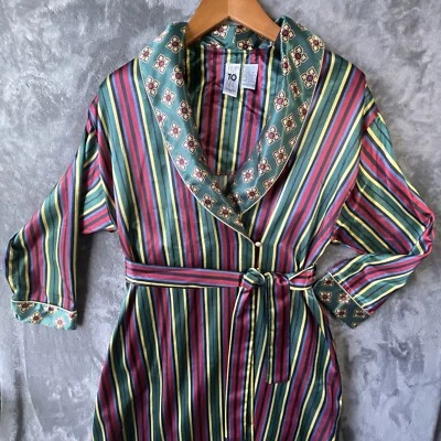 Bata larga vintage Vanity Fair de cinco a nueve para mujer M a rayas clásica Madmen Heff Foto 1 de 4