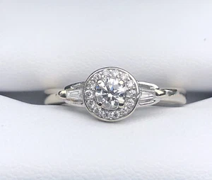 Stunning & Sparkly 14k WG Vintage Style Round Diamond Halo Engagement ring - Picture 1 of 11