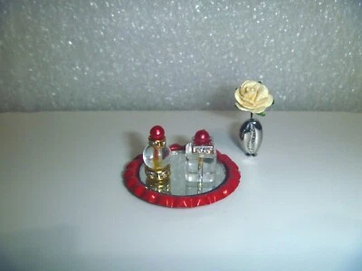 Mini Juego de Perfume de Cuentas/Espejo para Barbie, Casa de Muñecas o Curiosidades~*~Tono Rojo Foto 1 de 4