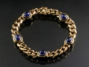 Precioso brazalete tanque cabujón zafiro aprox. 9,00 ct 48,9 g 750/- oro amarillo - Imagen 1 de 8