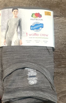 Camisa térmica de manga larga Fruit of the Loom gris mezcla de algodón para mujer grande Foto 1 de 3