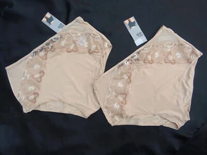 M & S 2 PAIR FULL BRIEFS SIZE 22 EMBROIDERED OPALINE MARKS SPENCER - Picture 1 of 1