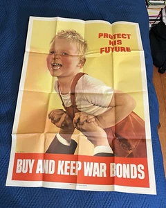 WWII Original Poster Protect His Future War Bonds Ruth Nichols 29.5" x 40" - Picture 1 of 8