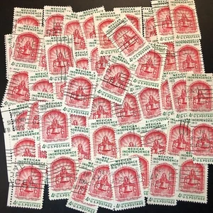 Postage Stamps For Crafting: 1960 4c Mexico Independence; Red/Green; 50 Pieces - Imagen 1 de 1