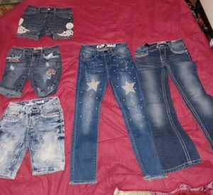 Set (5 Paar) Mädchen Größe 7 Jeans & Jeans Shorts LEI, VIP, Jordache, Revolution - Bild 1 von 6