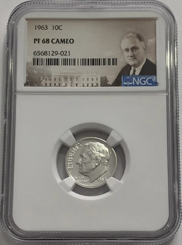 1963 NGC PF68 CAMEO 90% PROOF SILVER ROOSEVELT DIME GREAT EYE APPEAL PORTRAIT Cover