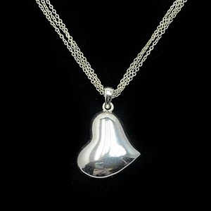 AVON Heart Pendant Necklace on Multi Strand Silver Chain 18-24 in - Picture 1 of 4