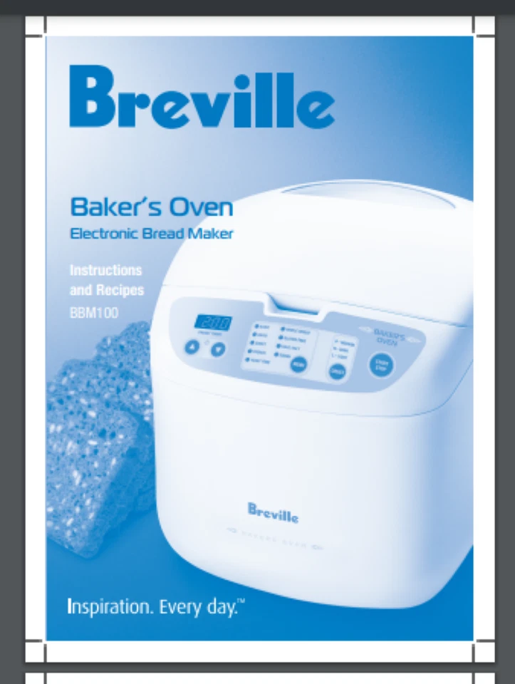 Breville Bread Maker Machine BBM100 Owner Recipe manual 64 Pages (manual only!) - Image 1 of 2