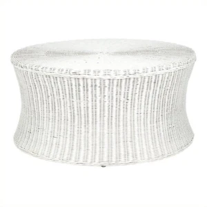 Safavieh Ruxton Wicker and Wooden Ottoman in White - Picture 1 of 1
