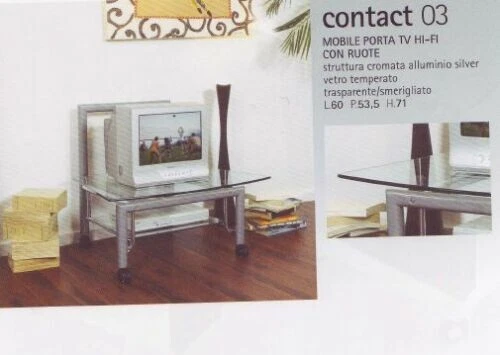 CARRELLO PORTA TV MOBILE PORTA TV CON RUOTE PORTA STEREO HI FI DECODER VETRO - Immagine 1 di 1