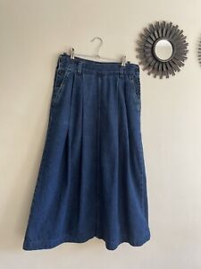 TOAST Heavy Denim Long Skirt  Side Button Waist  With  Pockets Uk 8