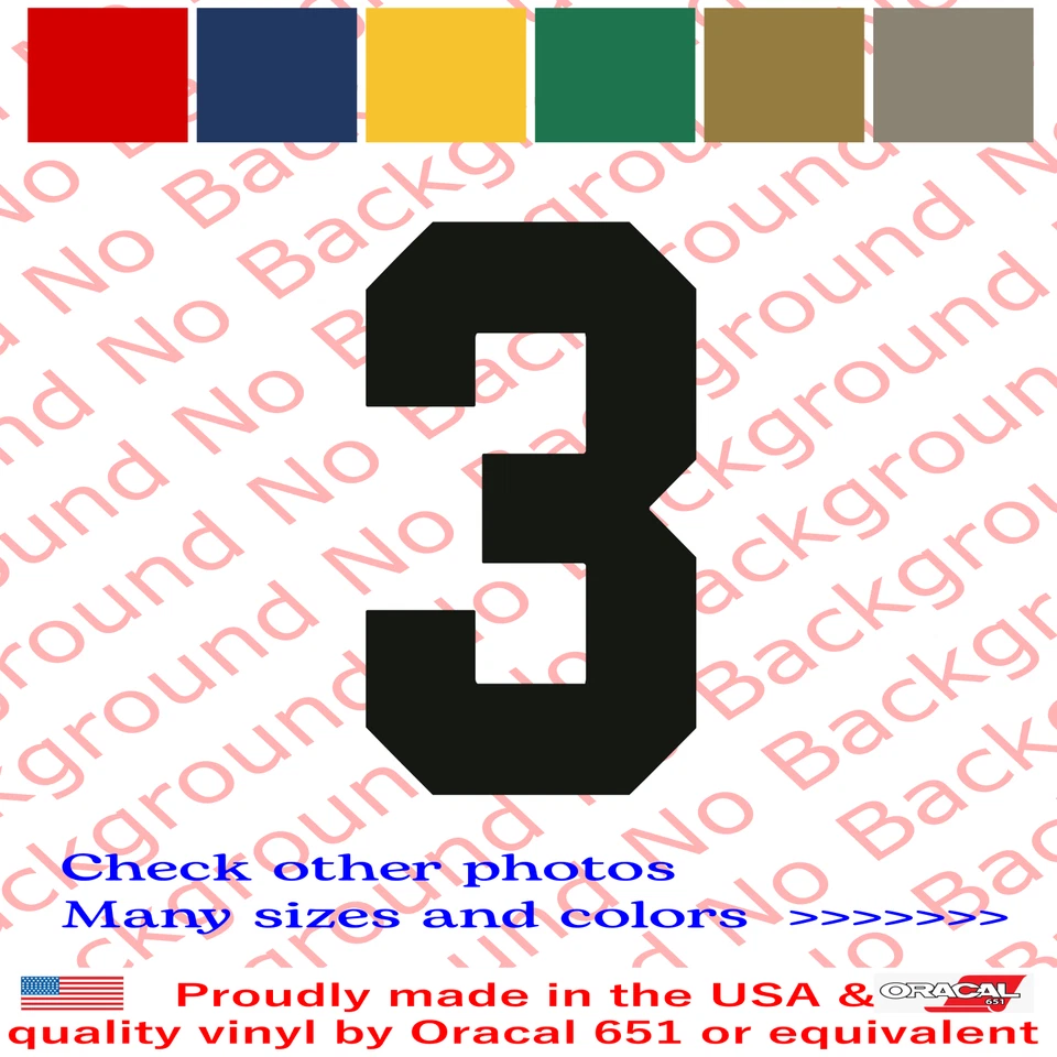 Number Three 3 Vinyl Die Cut Decal Sticker Jersey Sport Athlete Basketball SP046 - Image 1 of 4