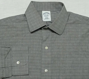 BROOKS BROTHERS Non Iron Long Sleeve Dress Shirt Gray Plaid 15 34 - Picture 1 of 8