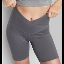 Wild Fable Women's High-Rise Polyester Bike Shorts Gray size Large