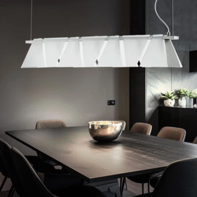 Lampadario Lampada Sala Pranzo Vetro Lampada da Soggiorno Satinato H 110 CM - Immagine 1 di 4