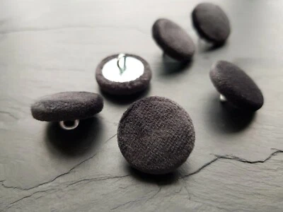 Black velvet buttons, Fabric Covered Buttons 14, 19, 23, 25 or 31mm in packs - Image 1 of 4
