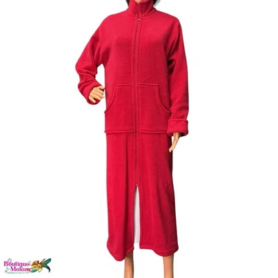 Bata Lord and Taylor roja polar cremallera completa talla M ropa de salón manga larga bolsillo Foto 1 de 4