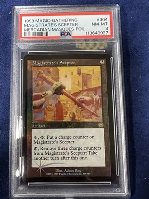 FOIL Magistrate's Scepter  1999 Mercadian Masques Mtg #304 PSA 8 - Image 1 of 2