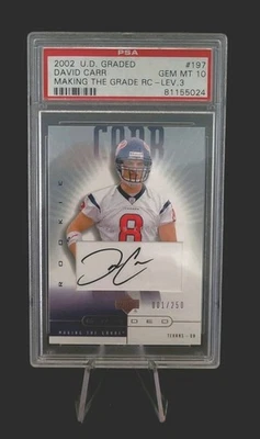 2002 DAVID CARR UD GRADED MAKING THE GRADE RC-LEV. 3 #001/250 - PSA 10 FIRST ONE - Image 1 of 2