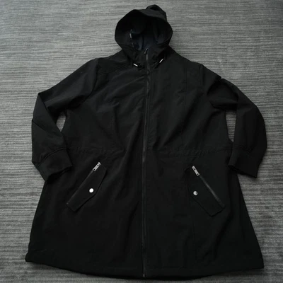 Calvin Klein Abrigo Mujer Negro Ajustable Capucha Invierno Chaqueta Cremallera Completa Con Capucha 3X Foto 1 de 4