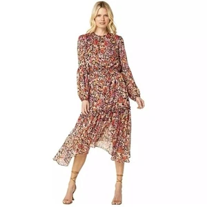 MISA LOS ANGELES Simone Floral Chiffon Midi Dress In Fire Flora Size S NWT $390 - Bild 1 von 14