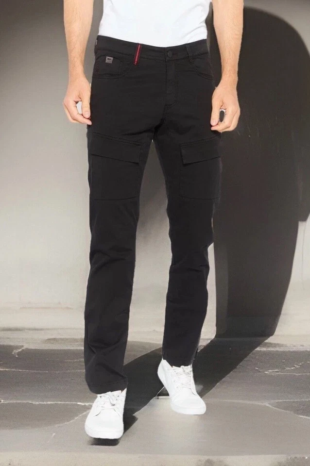 Pantalón chino elástico Scuderia Ferrari 56 negro ajustado delantero 7 bolsillos para hombre Foto 1 de 4