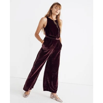 Madewell Women’s Velet Jumpsuit twist front  Burgundy Red Sleeveless Sz 0 - Image 1 of 4