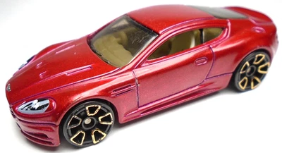 2011 HOT WHEELS HW ASTON MARTIN DBS RED 1:64 DIECAST 2 3/4" CAR WITH COPPER RIMS - Image 1 of 4