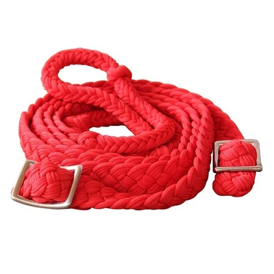 61BH Hilason Trenzado Poli Barril Carreras Concurso Riendas Planas 1" X 9 Pies Rojo Foto 1 de 2