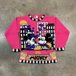 Vintage Mickey and Friends by Jet set hot pink Minnie and Mickey sweater - Picture 1 of 11