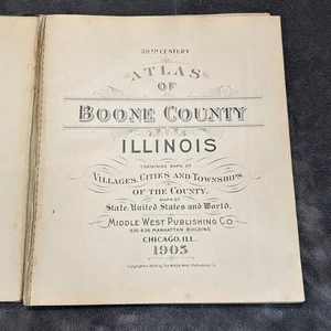 Antique 1905 Atlas Of Boone County Illinois Daniel Boone Belvidere Chicago - Imagen 1 de 16