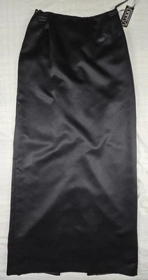 Vintage ALEX EVENINGS Midi Straight Pencil Satin Skirt Back Slit Black 6 NWT - Image 1 of 4